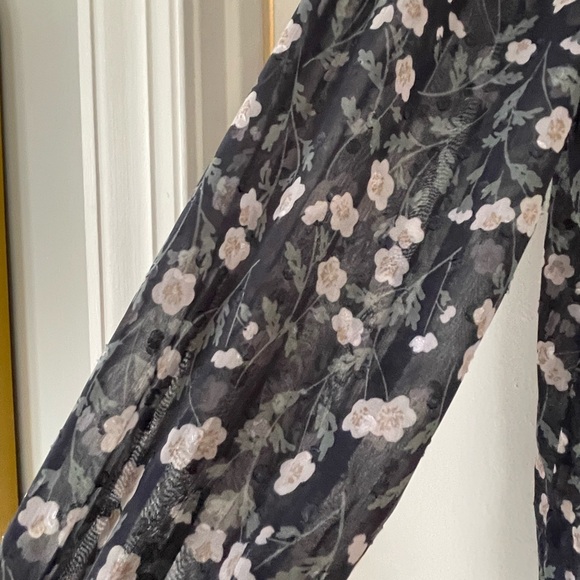 Lovestitch Floral Sheer Blouse - Black and Cream - Picture 3 of 4